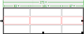 multiple cell rows and colums are selected in the table.