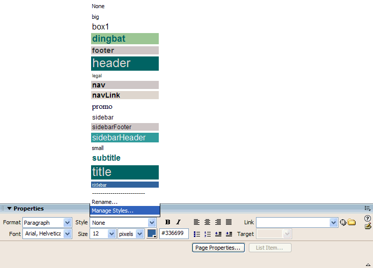 Style pop-up menu displays a preview of text properties.