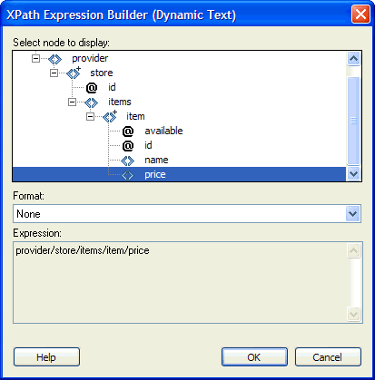 Select the node in the XML schema tree to display